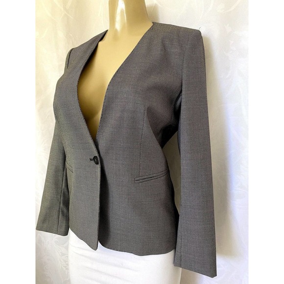 Max Mara Blazer Jacket Black White Mesh One Button Collarless Long Sleev… - Picture 2 of 7